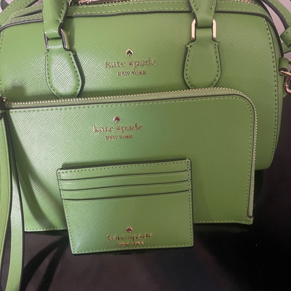 Kate Spade Saffiano Duffle Madison & Green card holder and wallet New bundle - Picture 8 of 12
